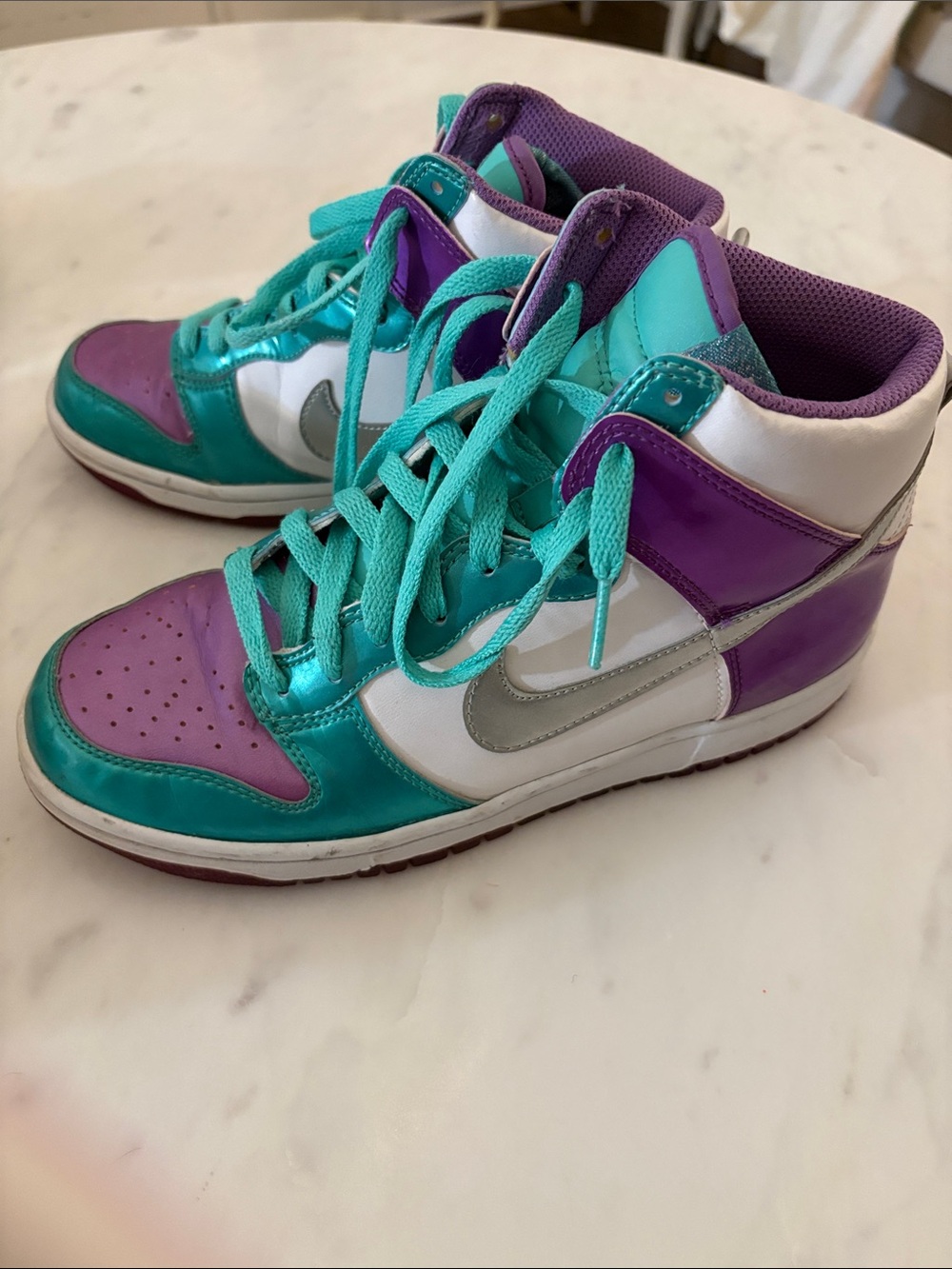 Nike hightops purple teal